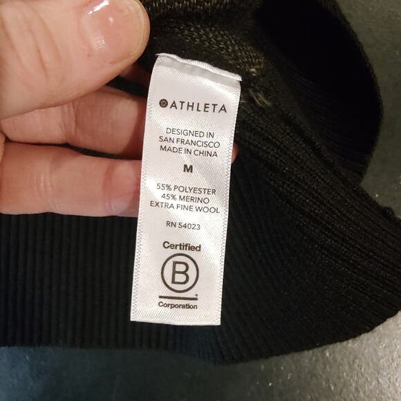Athleta Knit Jacquard Crew Sweater in Frosted Floral Charcoal Grey Size Medium - Picture 10 of 12